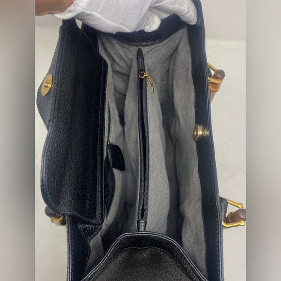 GUCCI vintage “DIANA”Bamboo Leather Tote Black - Picture 15 of 16